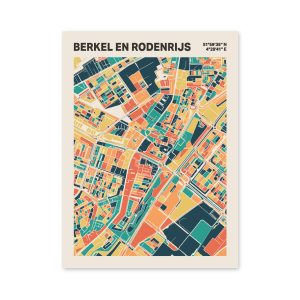 Plattegrond poster Licht Berkel en Rodenrijs mozaiek stl 01 mockup poster schaduw 06 | Funky Fellow