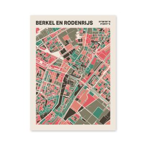 Plattegrond poster Licht Berkel en Rodenrijs mozaiek stl 02 mockup poster schaduw 06 | Funky Fellow