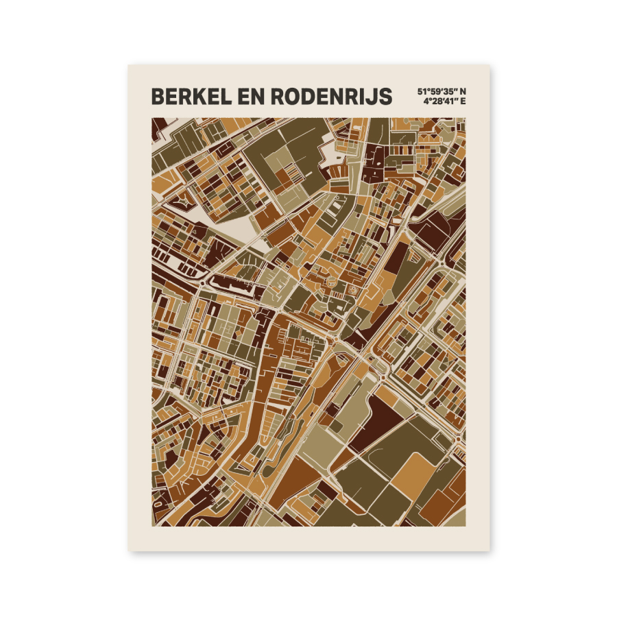 Plattegrond poster Licht Berkel en Rodenrijs mozaiek stl 03 mockup poster schaduw 06 | Funky Fellow