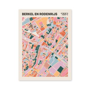 Plattegrond poster Licht Berkel en Rodenrijs mozaiek stl 04 mockup poster schaduw 06 | Funky Fellow
