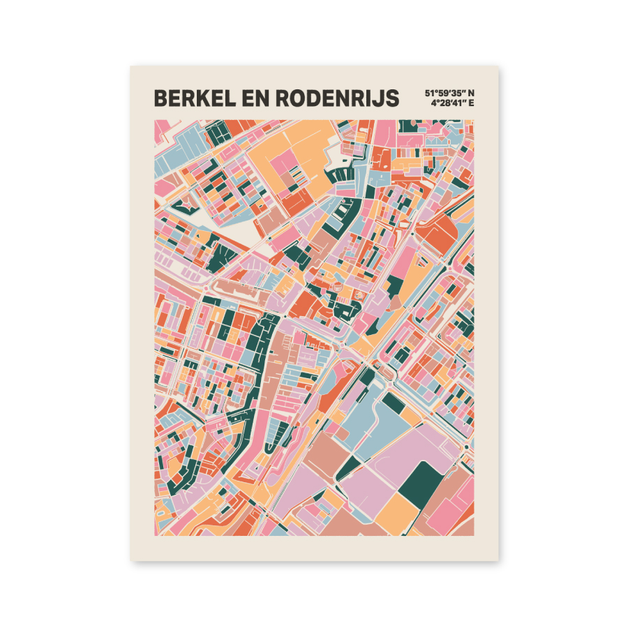 Plattegrond poster Licht Berkel en Rodenrijs mozaiek stl 04 mockup poster schaduw 06 | Funky Fellow