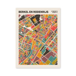 Plattegrond poster Licht Berkel en Rodenrijs mozaiek stl 07 mockup poster schaduw 06 | Funky Fellow
