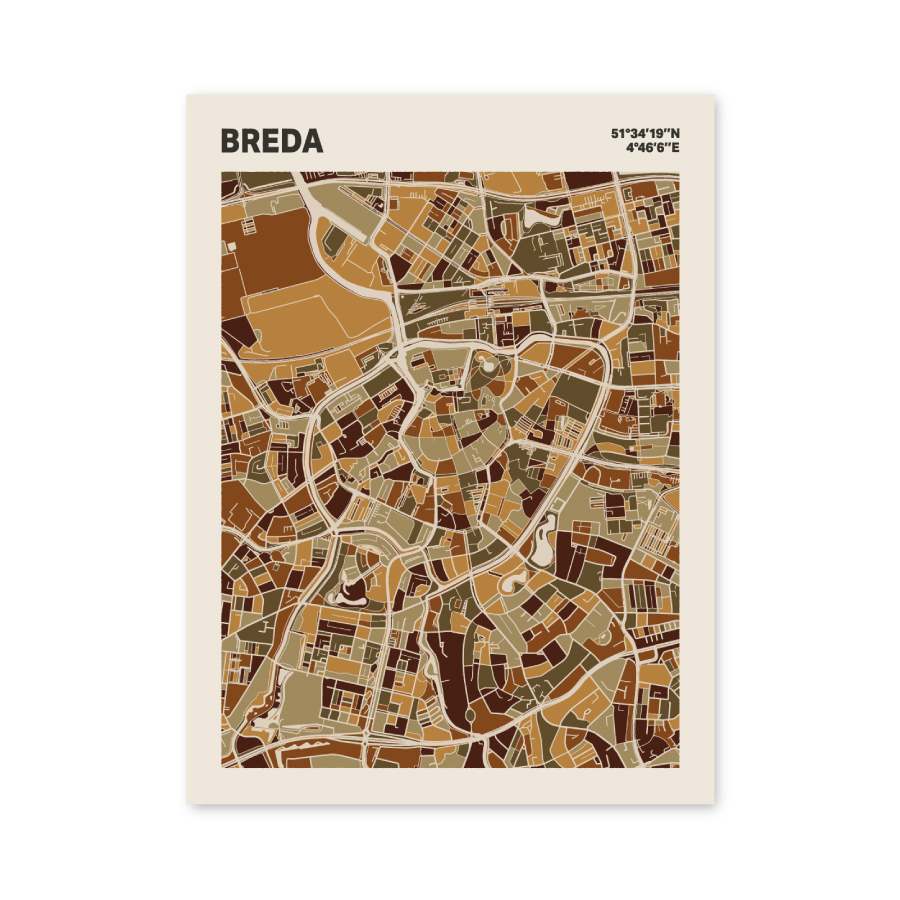 Plattegrond poster Licht Breda mozaiek stl 03 mockup poster schaduw 06 | Funky Fellow