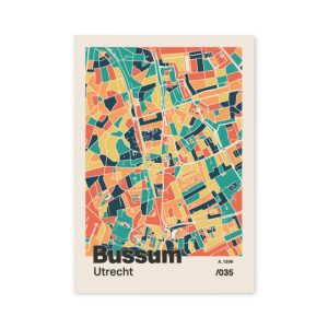 Plattegrond poster Licht Bussum mozaiek stl 01 mockup A6 schaduw voorkant | Funky Fellow