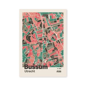 Plattegrond poster Licht Bussum mozaiek stl 02 mockup A6 schaduw voorkant | Funky Fellow