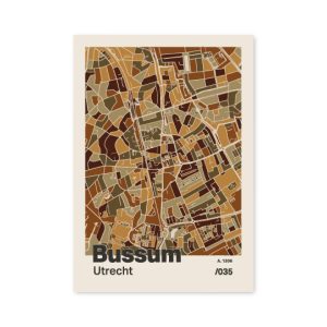 Plattegrond poster Licht Bussum mozaiek stl 03 mockup A6 schaduw voorkant | Funky Fellow