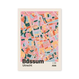 Plattegrond poster Licht Bussum mozaiek stl 04 mockup A6 schaduw voorkant | Funky Fellow