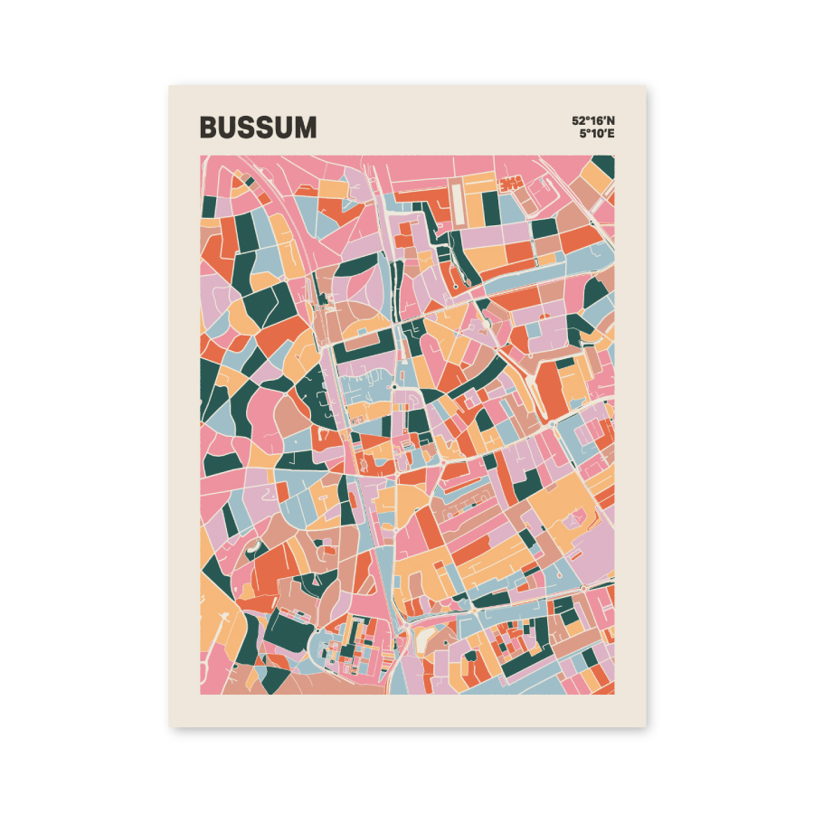 Plattegrond poster Licht Bussum mozaiek stl 04 mockup poster schaduw 06 | Funky Fellow