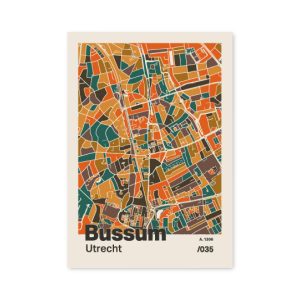 Plattegrond poster Licht Bussum mozaiek stl 06 mockup A6 schaduw voorkant | Funky Fellow