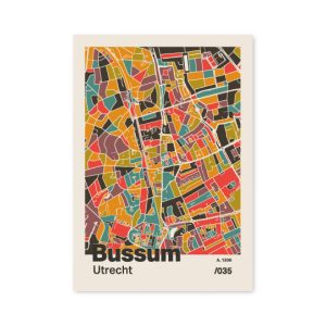 Plattegrond poster Licht Bussum mozaiek stl 07 mockup A6 schaduw voorkant | Funky Fellow