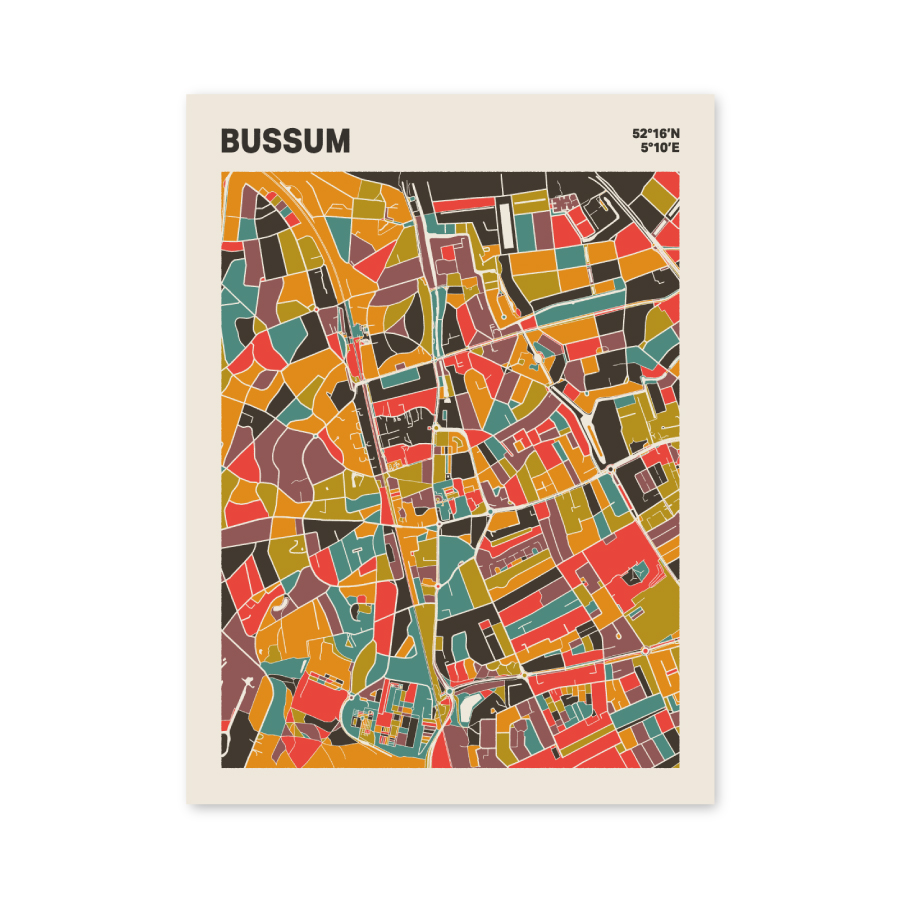 Plattegrond poster Licht Bussum mozaiek stl 07 mockup poster schaduw 06 | Funky Fellow