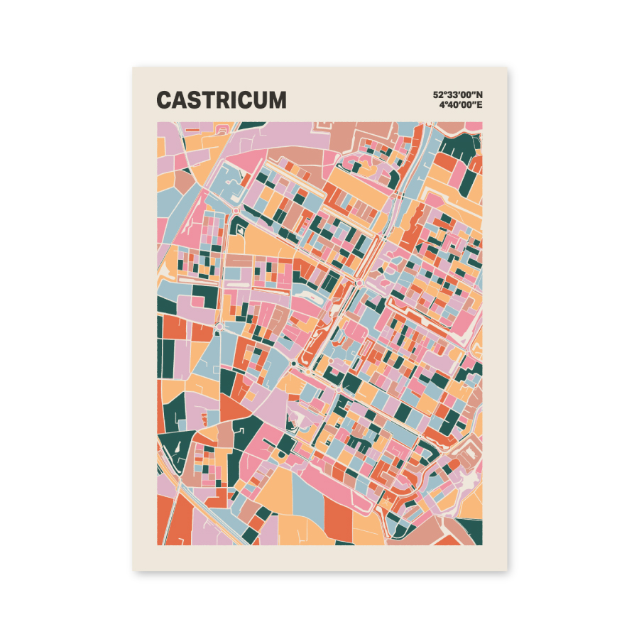 Plattegrond poster Licht Castricum mozaiek stl 04 mockup poster schaduw 06 | Funky Fellow