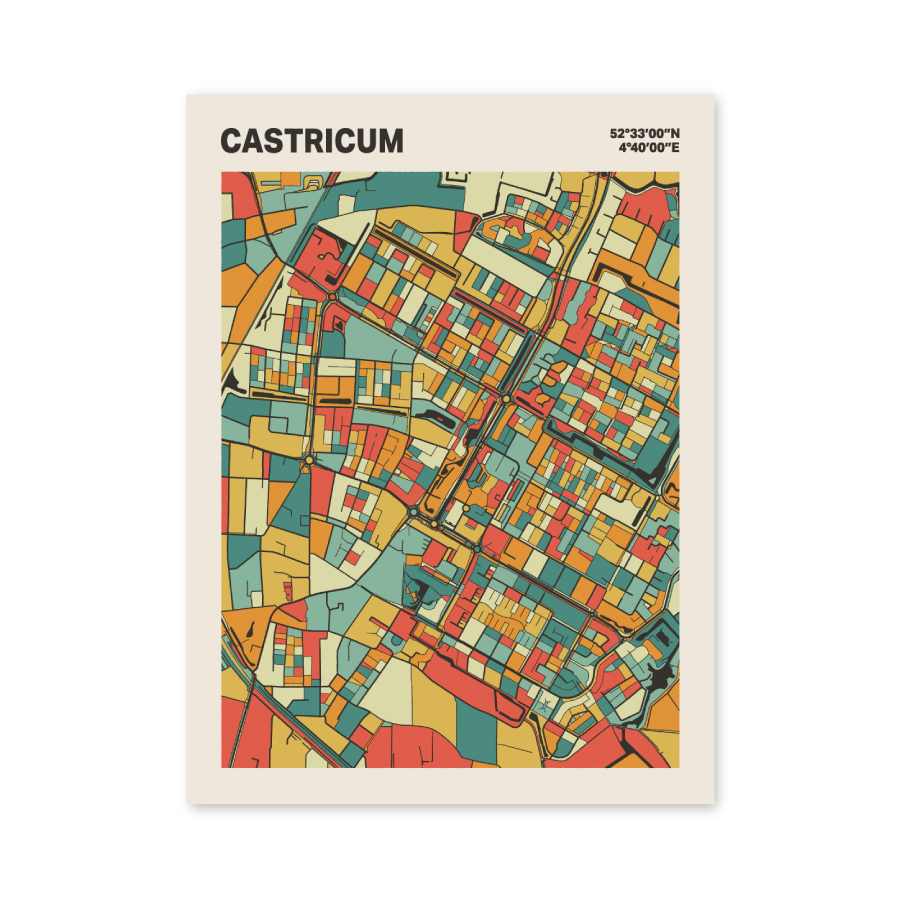 Plattegrond poster Licht Castricum mozaiek stl 08 mockup poster schaduw 06 | Funky Fellow