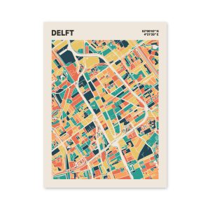 Plattegrond poster Licht Delft mozaiek stl 01 mockup poster schaduw 06 | Funky Fellow