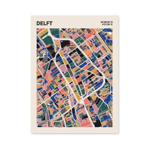 Plattegrond poster Licht Delft mozaiek stl 05 mockup poster schaduw 06 | Funky Fellow
