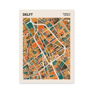 Plattegrond poster Licht Delft mozaiek stl 06 mockup poster schaduw 06 | Funky Fellow