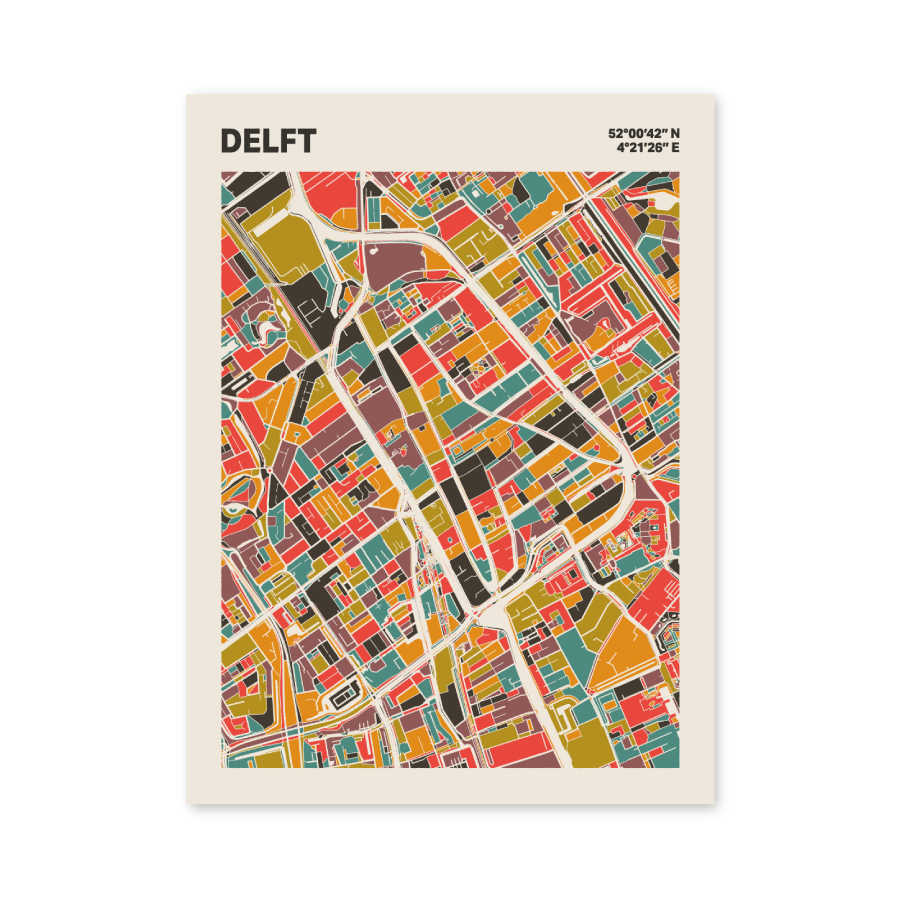 Plattegrond poster Licht Delft mozaiek stl 07 mockup poster schaduw 06 | Funky Fellow