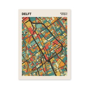 Plattegrond poster Licht Delft mozaiek stl 08 mockup poster schaduw 06 | Funky Fellow