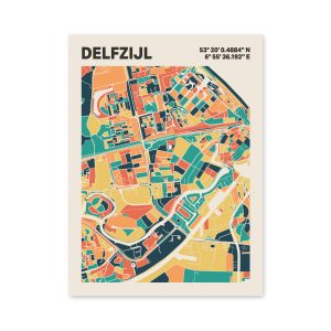 Plattegrond poster Licht Delfzijl mozaiek stl 01 3 | Funky Fellow