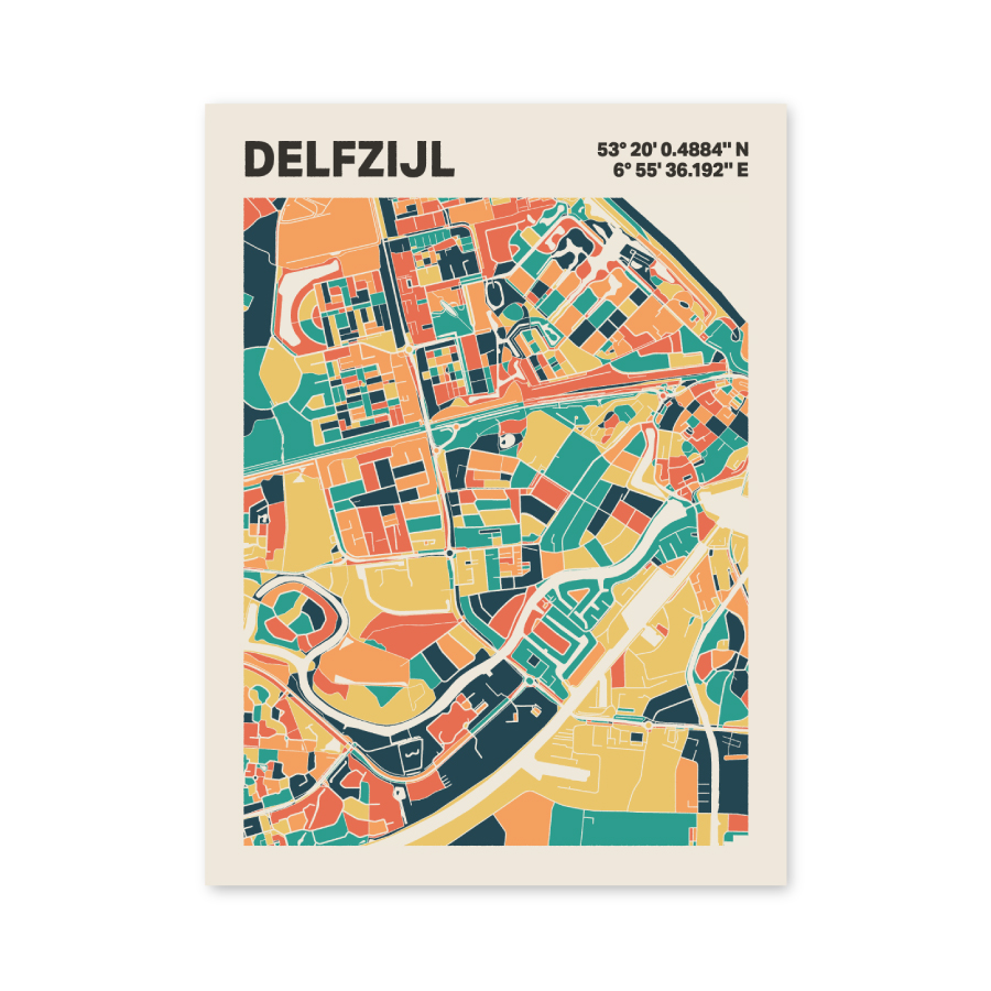 Plattegrond poster Licht Delfzijl mozaiek stl 01 3 | Funky Fellow