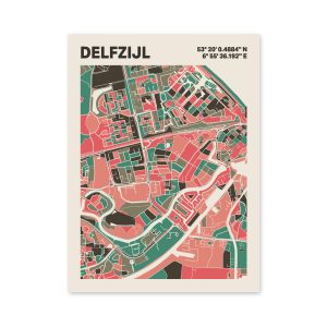 Plattegrond poster Licht Delfzijl mozaiek stl 02 3 | Funky Fellow