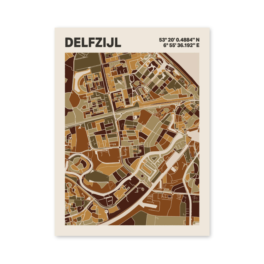 Plattegrond poster Licht Delfzijl mozaiek stl 03 3 | Funky Fellow