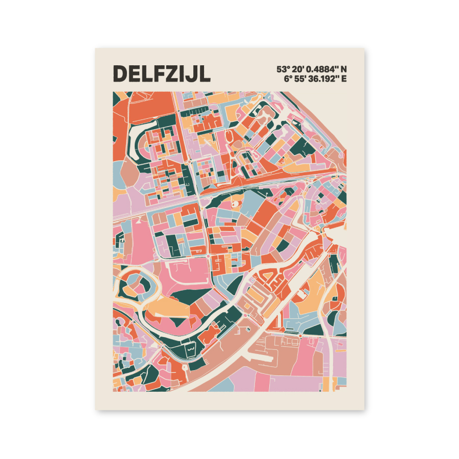 Plattegrond poster Licht Delfzijl mozaiek stl 04 3 | Funky Fellow