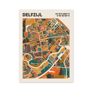 Plattegrond poster Licht Delfzijl mozaiek stl 06 3 | Funky Fellow
