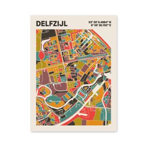 Plattegrond poster Licht Delfzijl mozaiek stl 07 3 | Funky Fellow