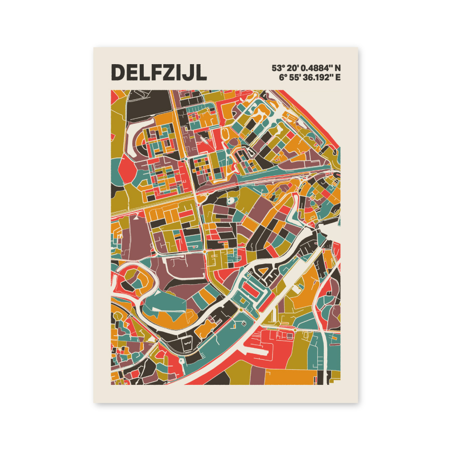 Plattegrond poster Licht Delfzijl mozaiek stl 07 3 | Funky Fellow