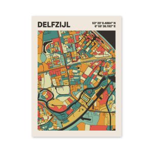 Plattegrond poster Licht Delfzijl mozaiek stl 08 3 | Funky Fellow