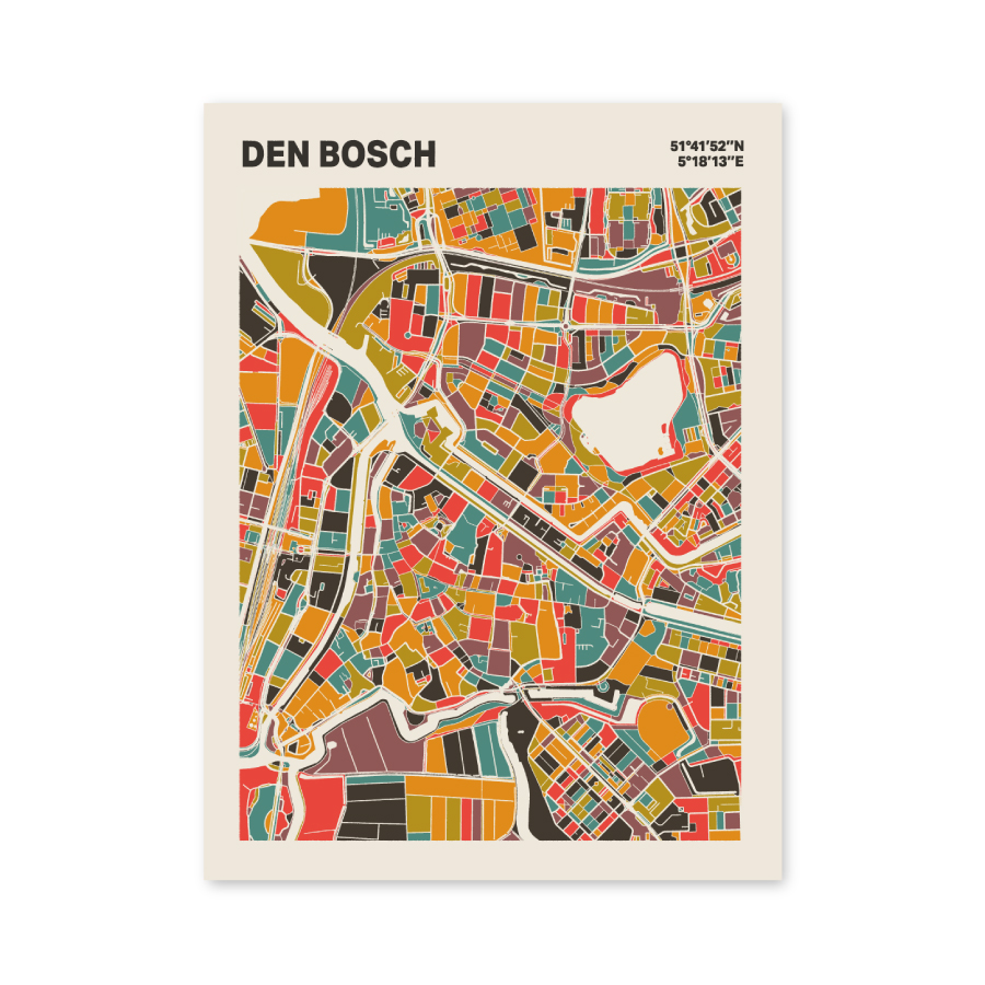 Plattegrond poster Licht Den Bosch mozaiek stl 07 mockup poster schaduw 06 | Funky Fellow