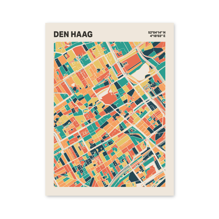 Plattegrond poster Licht Den Haag mozaiek stl 01 mockup poster schaduw 06 | Funky Fellow