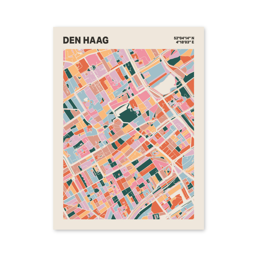 Plattegrond poster Licht Den Haag mozaiek stl 04 mockup poster schaduw 06 | Funky Fellow