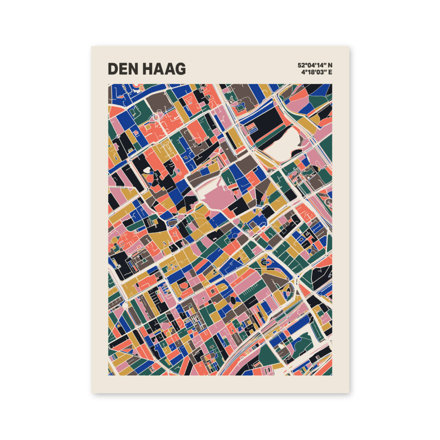 Plattegrond poster Licht Den Haag mozaiek stl 05 mockup poster schaduw 06 | Funky Fellow