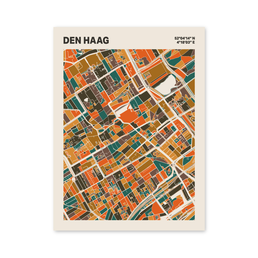 Plattegrond poster Licht Den Haag mozaiek stl 06 mockup poster schaduw 06 | Funky Fellow