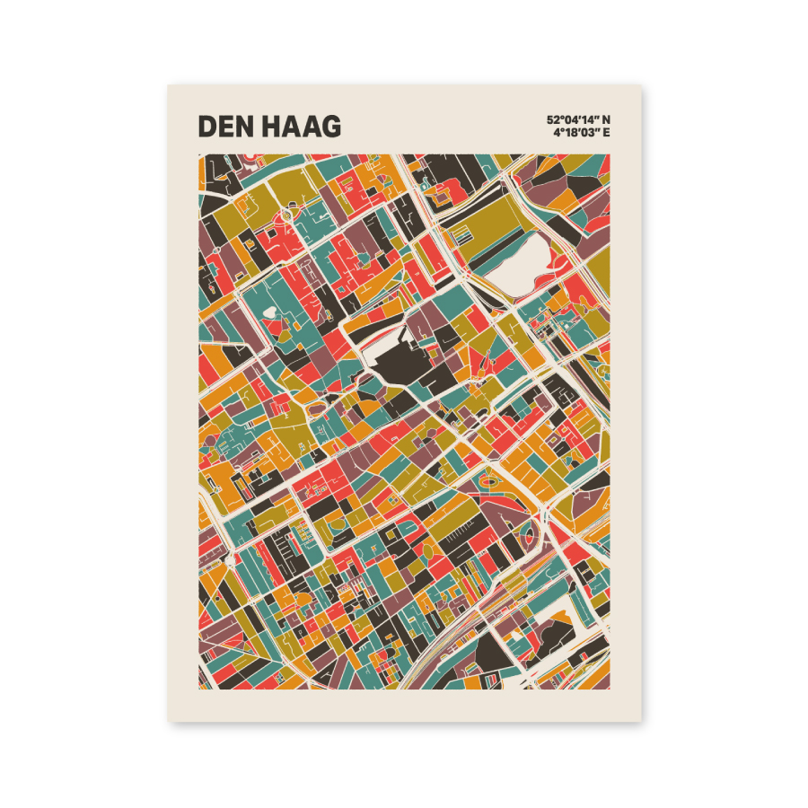 Plattegrond poster Licht Den Haag mozaiek stl 07 mockup poster schaduw 06 | Funky Fellow