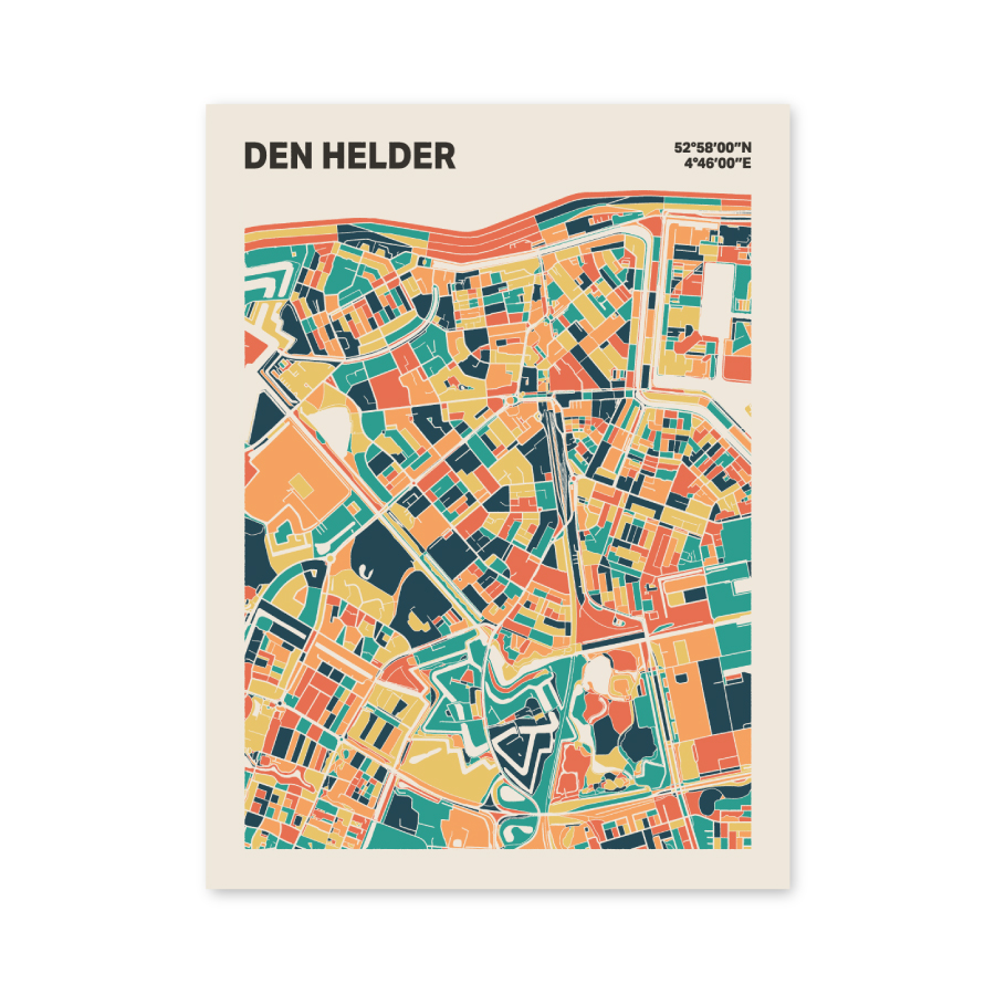 Plattegrond poster Licht Den Helder mozaiek stl 01 mockup poster schaduw 06 | Funky Fellow