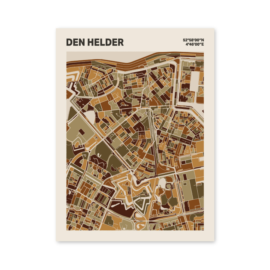 Plattegrond poster Licht Den Helder mozaiek stl 03 mockup poster schaduw 06 | Funky Fellow