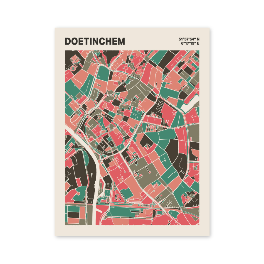 Plattegrond poster Licht Doetinchem mozaiek stl 02 mockup poster schaduw 06 | Funky Fellow