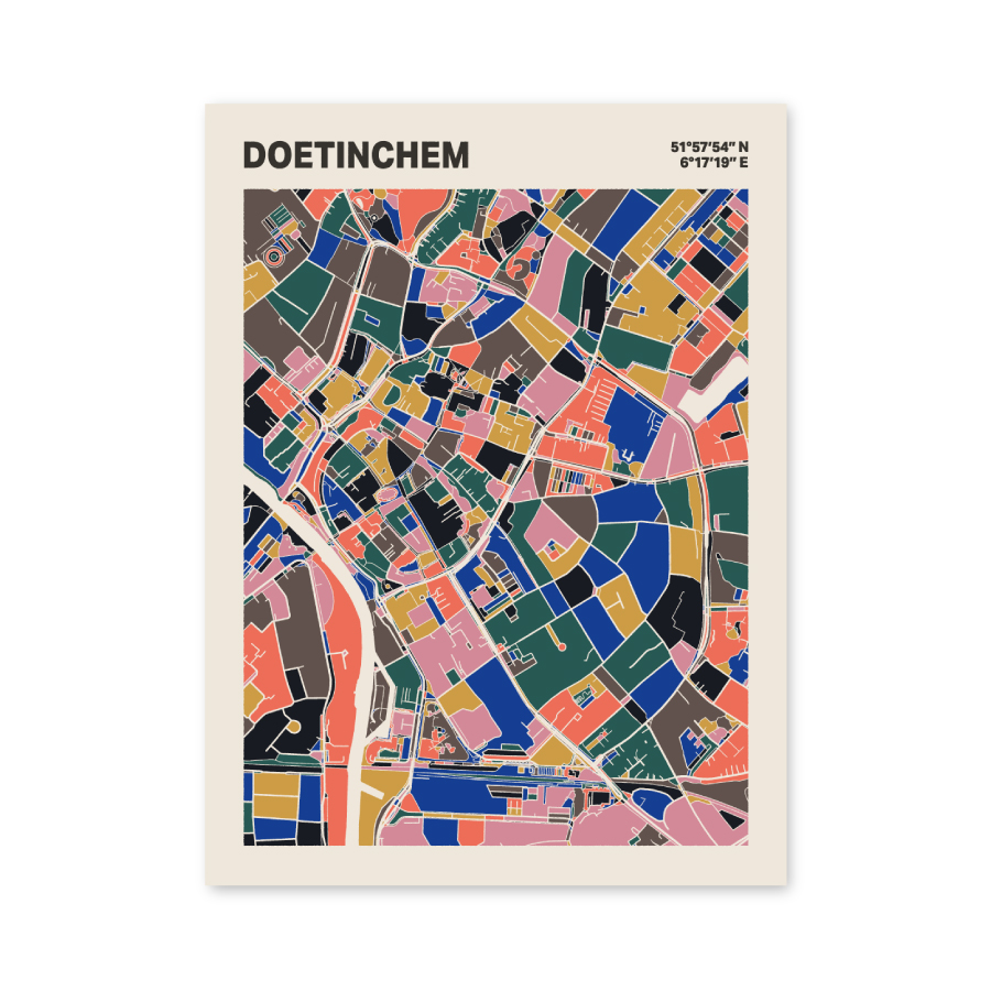 Plattegrond poster Licht Doetinchem mozaiek stl 05 mockup poster schaduw 06 | Funky Fellow