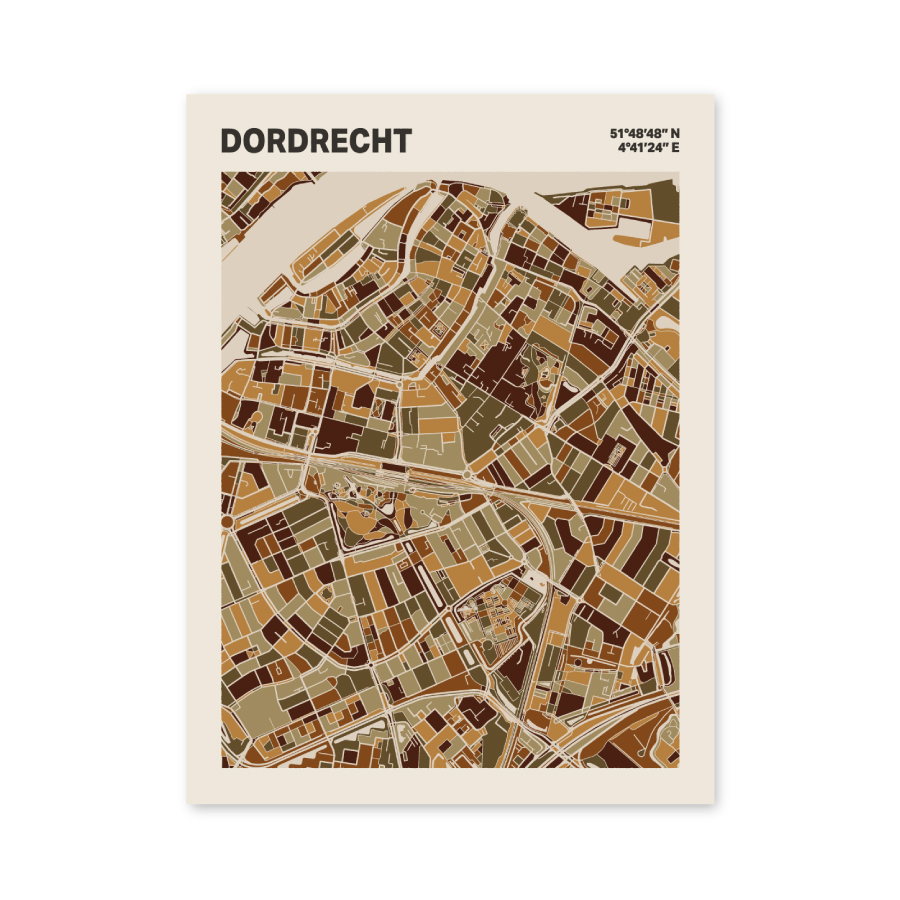 Plattegrond poster Licht Dordrecht mozaiek stl 03 mockup poster schaduw 06 | Funky Fellow