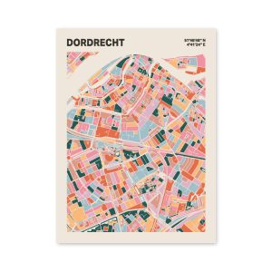 Plattegrond poster Licht Dordrecht mozaiek stl 04 mockup poster schaduw 06 | Funky Fellow