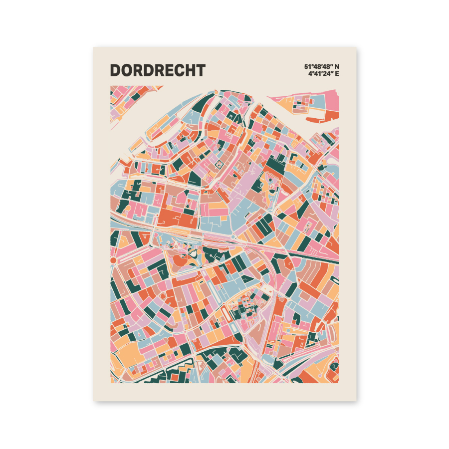 Plattegrond poster Licht Dordrecht mozaiek stl 04 mockup poster schaduw 06 | Funky Fellow