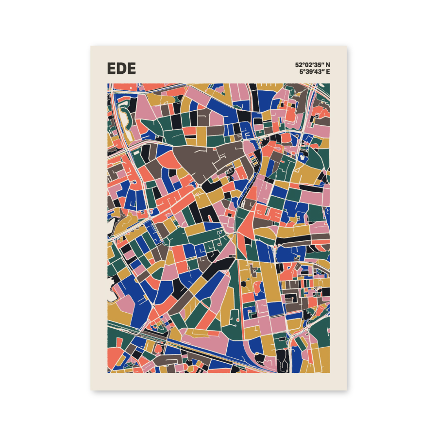 Plattegrond poster Licht Ede mozaiek stl 05 mockup poster schaduw 06 | Funky Fellow