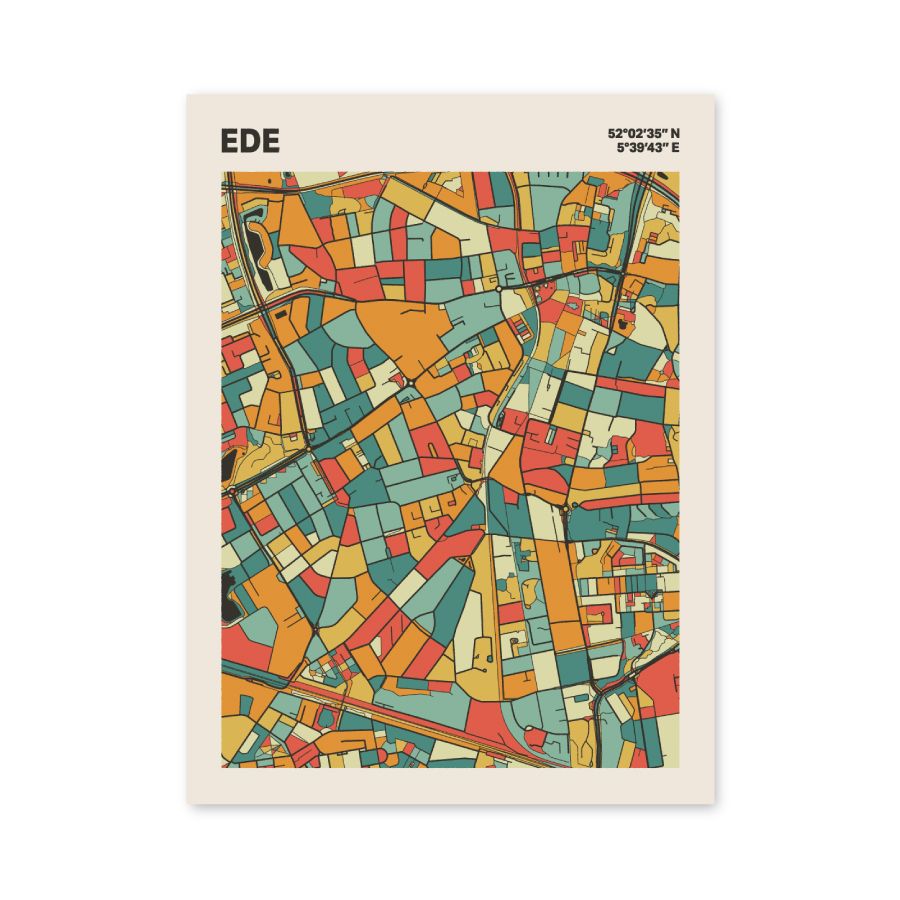 Plattegrond poster Licht Ede mozaiek stl 08 mockup poster schaduw 06 | Funky Fellow