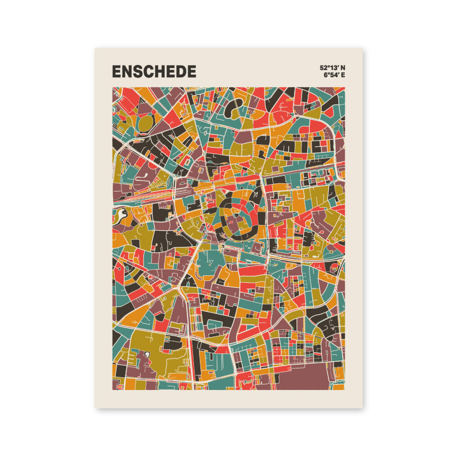 Plattegrond poster Licht Enschede mozaiek stl 07 3 | Funky Fellow