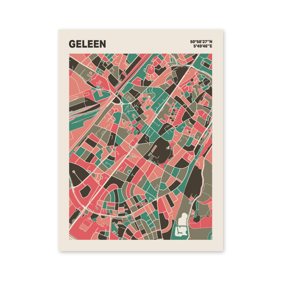 Plattegrond poster Licht Geleen mozaiek stl 02 mockup poster schaduw 06 | Funky Fellow