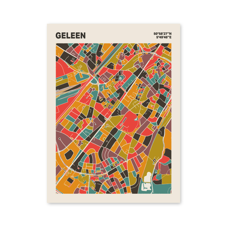Plattegrond poster Licht Geleen mozaiek stl 07 mockup poster schaduw 06 | Funky Fellow