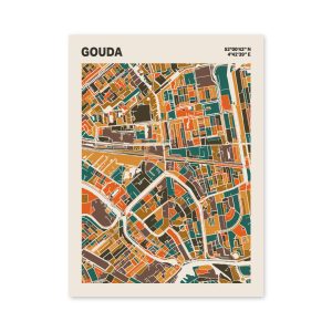 Plattegrond poster Licht Gouda mozaiek stl 06 mockup poster schaduw 06 | Funky Fellow